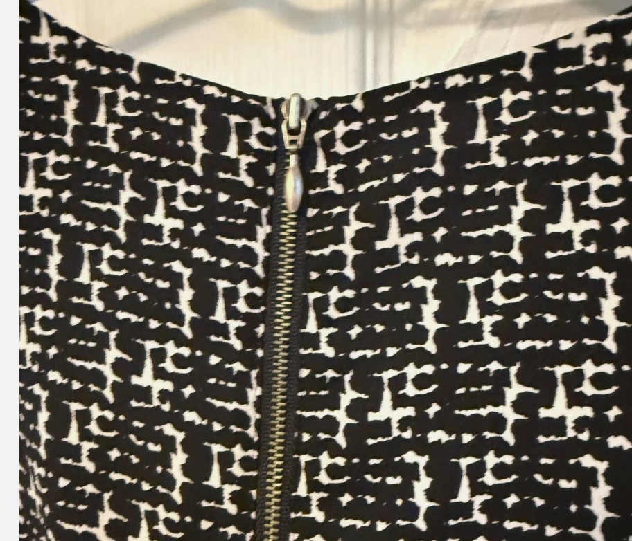 CAbi #3090 Broken Check Sleeveless Blouse Black White Houndstooth -XS