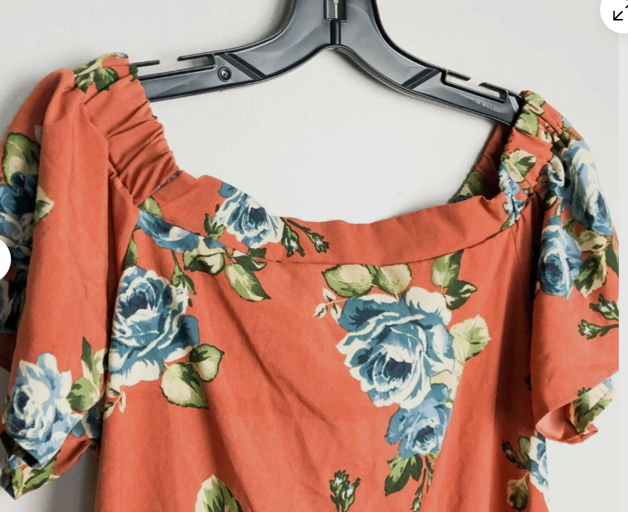 Altar'd State Off Shoulder Floral Shift Dress Small Orange Womens NWT
