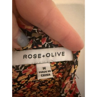 Rose & Olive Sleeveless Shirt Red/Black/Yellow Floral New Medium