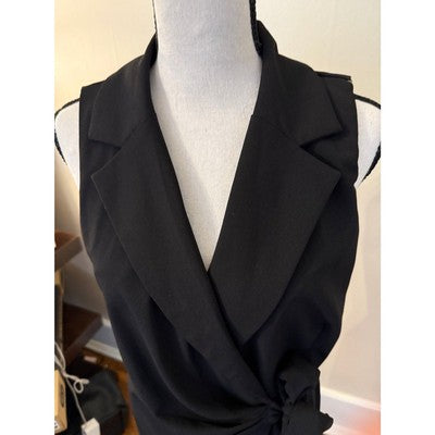 Entro Women’s Black Wrap Dress – V-Neck – Size Small