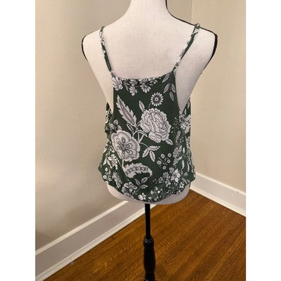 West K Tank Green with Black Flowers Size M
