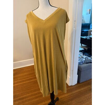 Umgee V-Neck T-Shirt Dress – Mustard – Size Medium – NWT