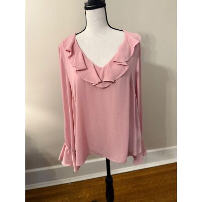 Cece Pink Ruffle Blouse NEW Size L
