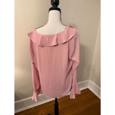Cece Pink Ruffle Blouse NEW Size L