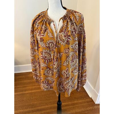 EVEREVE Britta Border Print Blouse NWT Size S