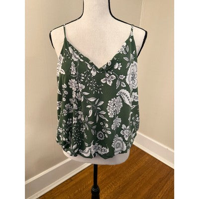 West K Tank Green with Black Flowers Size M