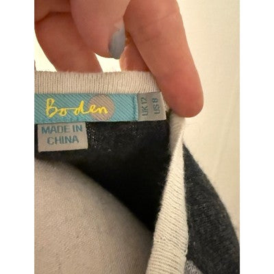 Boden Women’s Long-Sleeve Sweater Dress – Grey with Floral Neckline – Size M