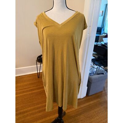Umgee V-Neck T-Shirt Dress – Mustard – Size Medium – NWT