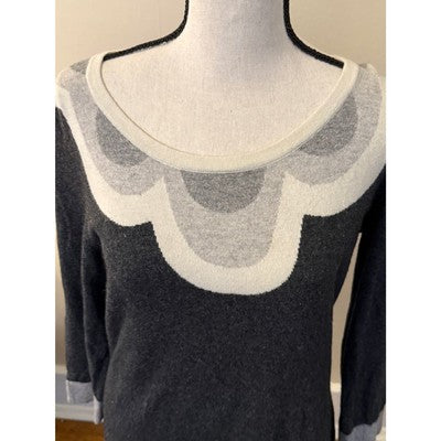 Boden Women’s Long-Sleeve Sweater Dress – Grey with Floral Neckline – Size M