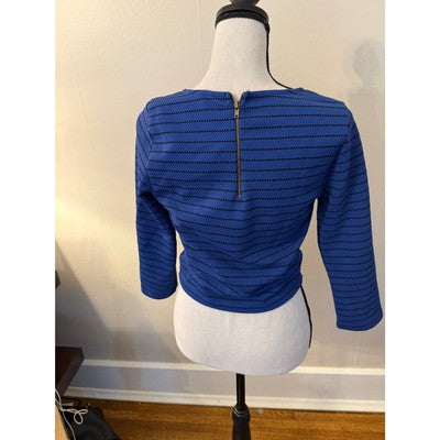 Everly Long-sleeve cropped Blue/Black Striped M