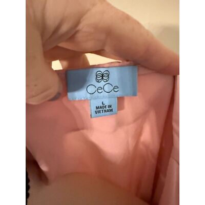Cece Pink Ruffle Blouse NEW Size L