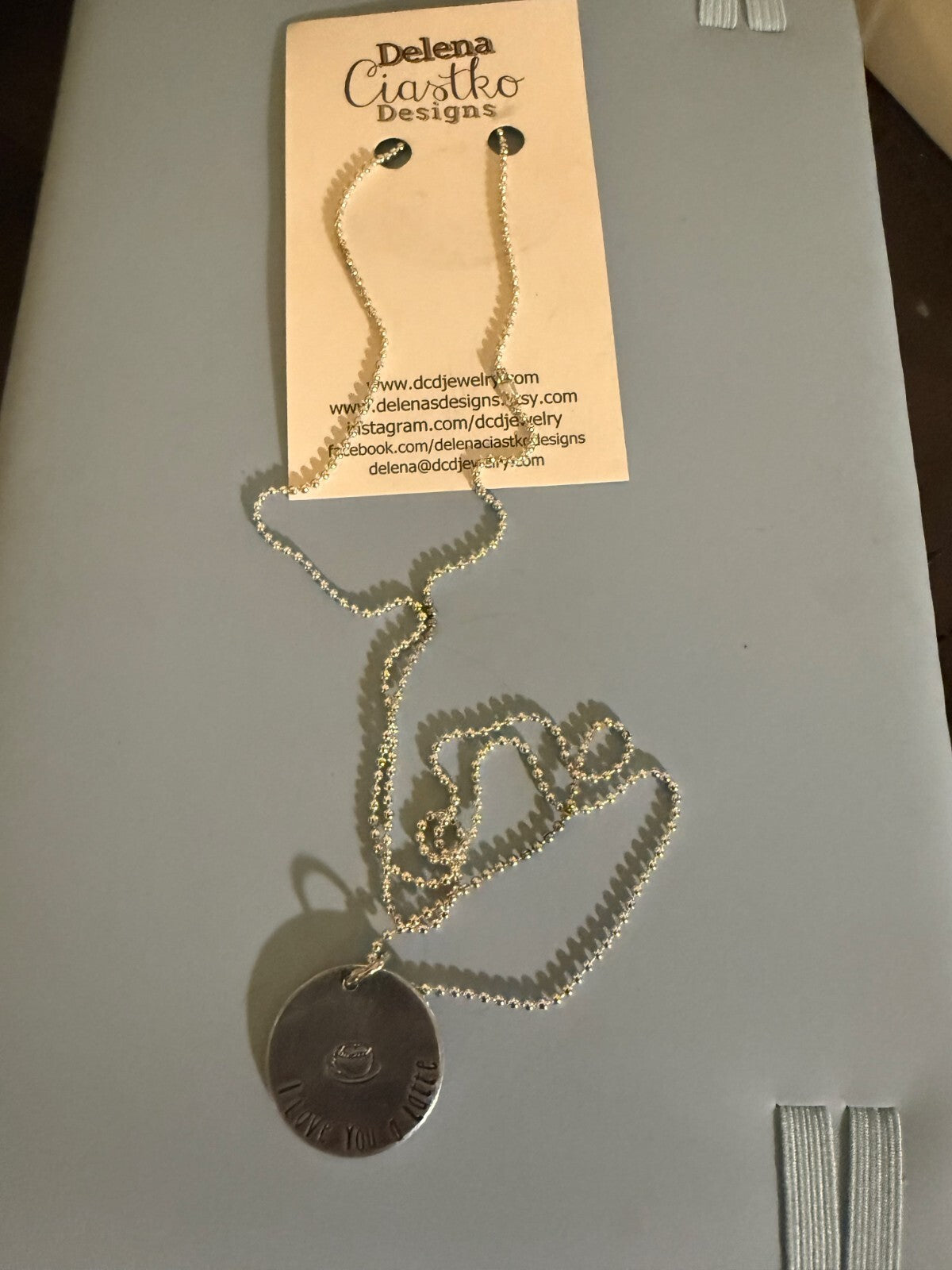 Silver I love you a latte necklace - BRAND NEW