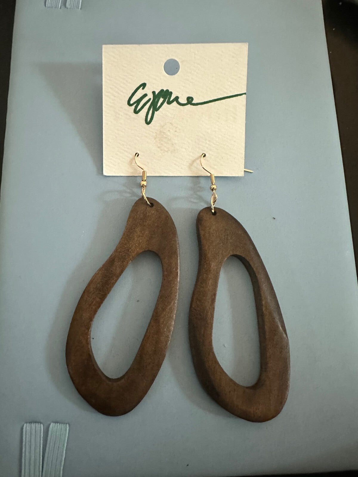 Wooden Round  Dark Brown Earring Set