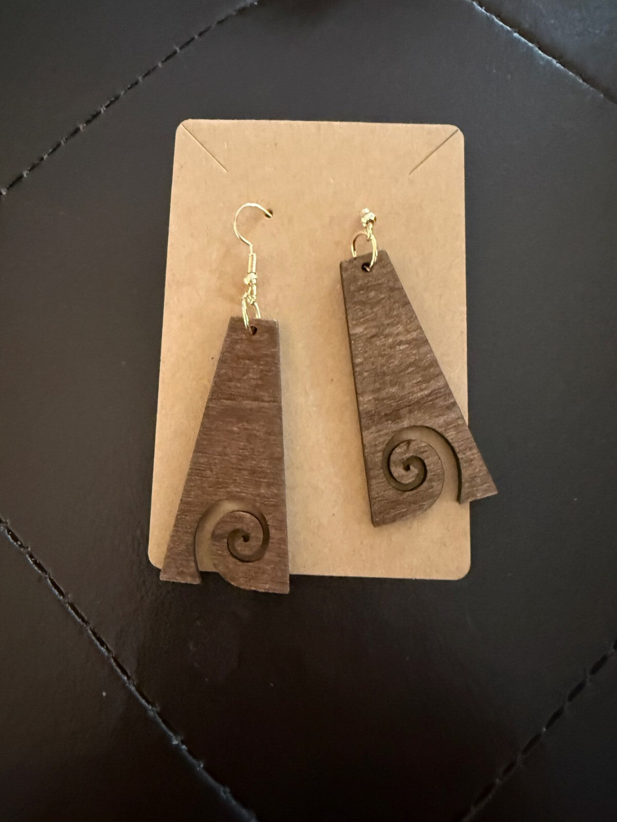 Wooden Die-Cut  Trendy Female SMALL Earrings BROWN