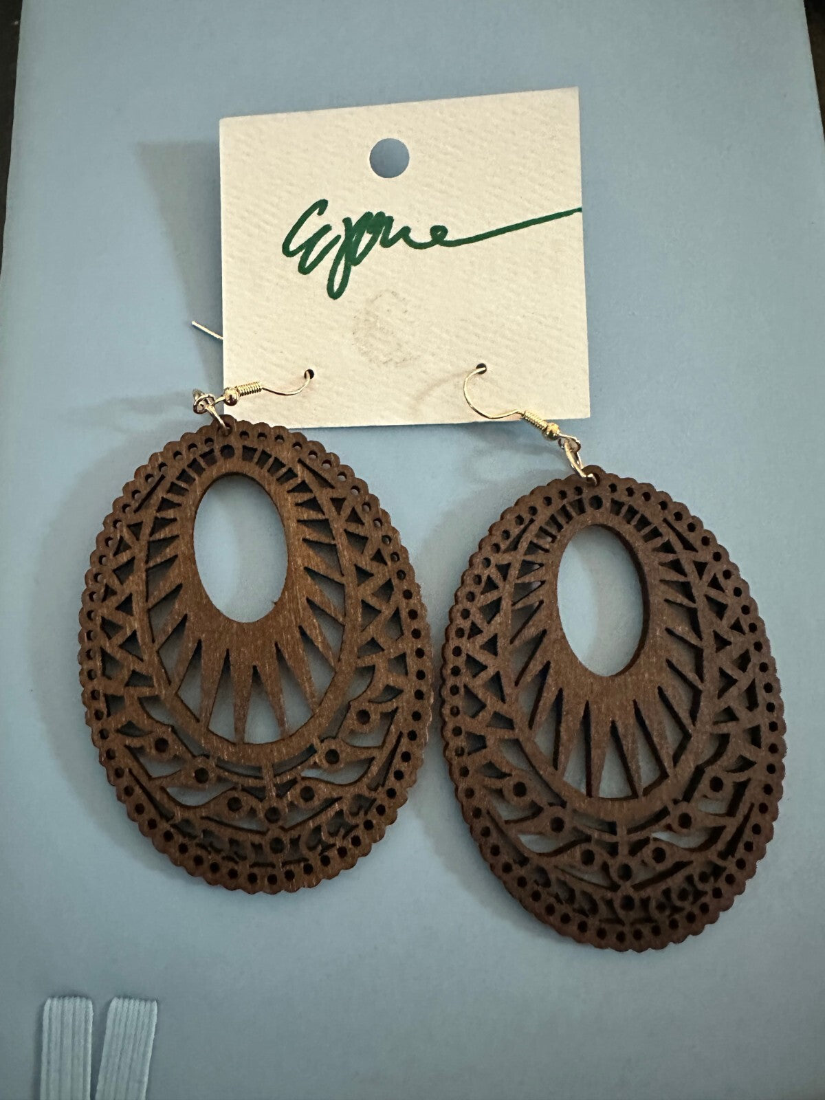 Wooden Earrings Dark Brown Cut out Earring s