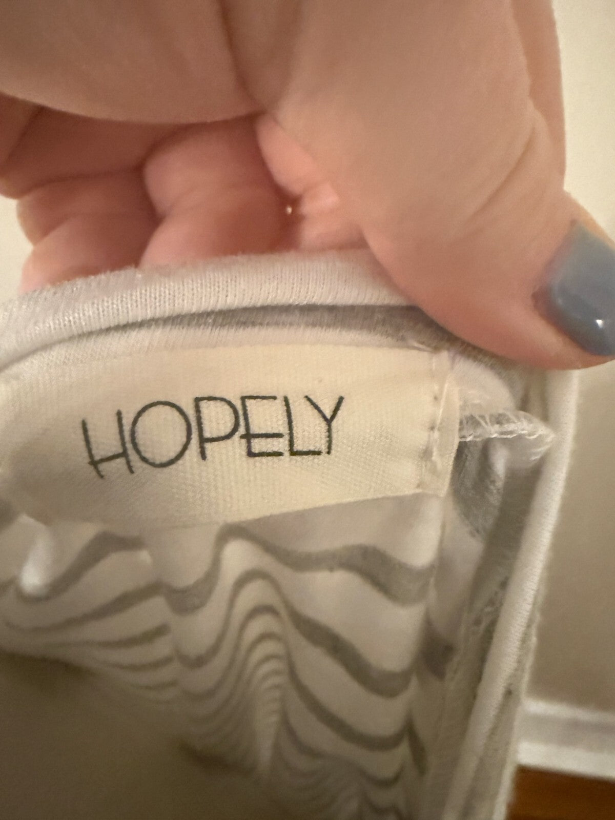 Hopely Women White and Grey  Ruffle Hem Long Sleeve T- Medium