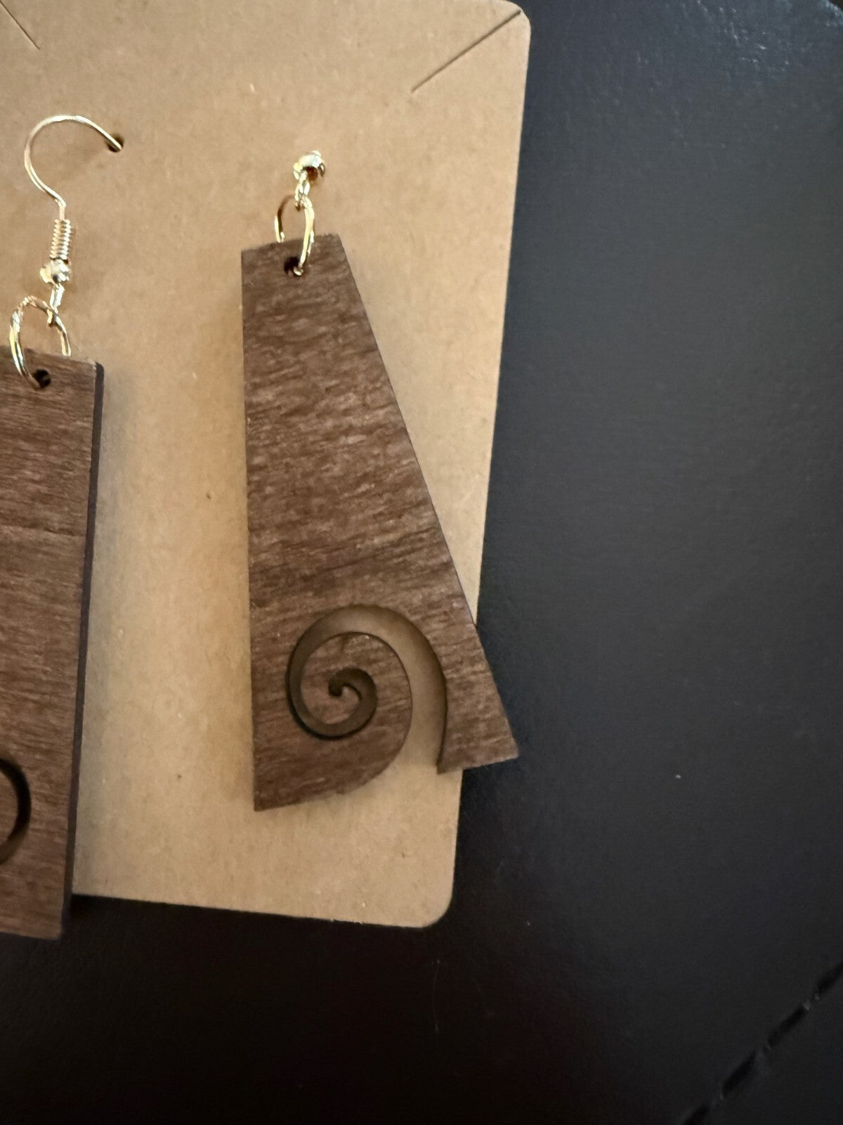 Wooden Die-Cut  Trendy Female SMALL Earrings BROWN