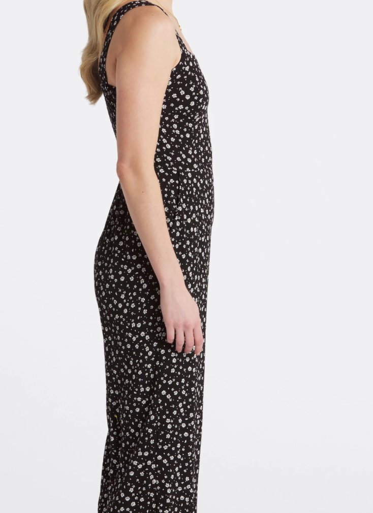 SOLD Market & Spruce Women's Jaida Floral Smocked Back Jumpsuit Black SMALL NWT