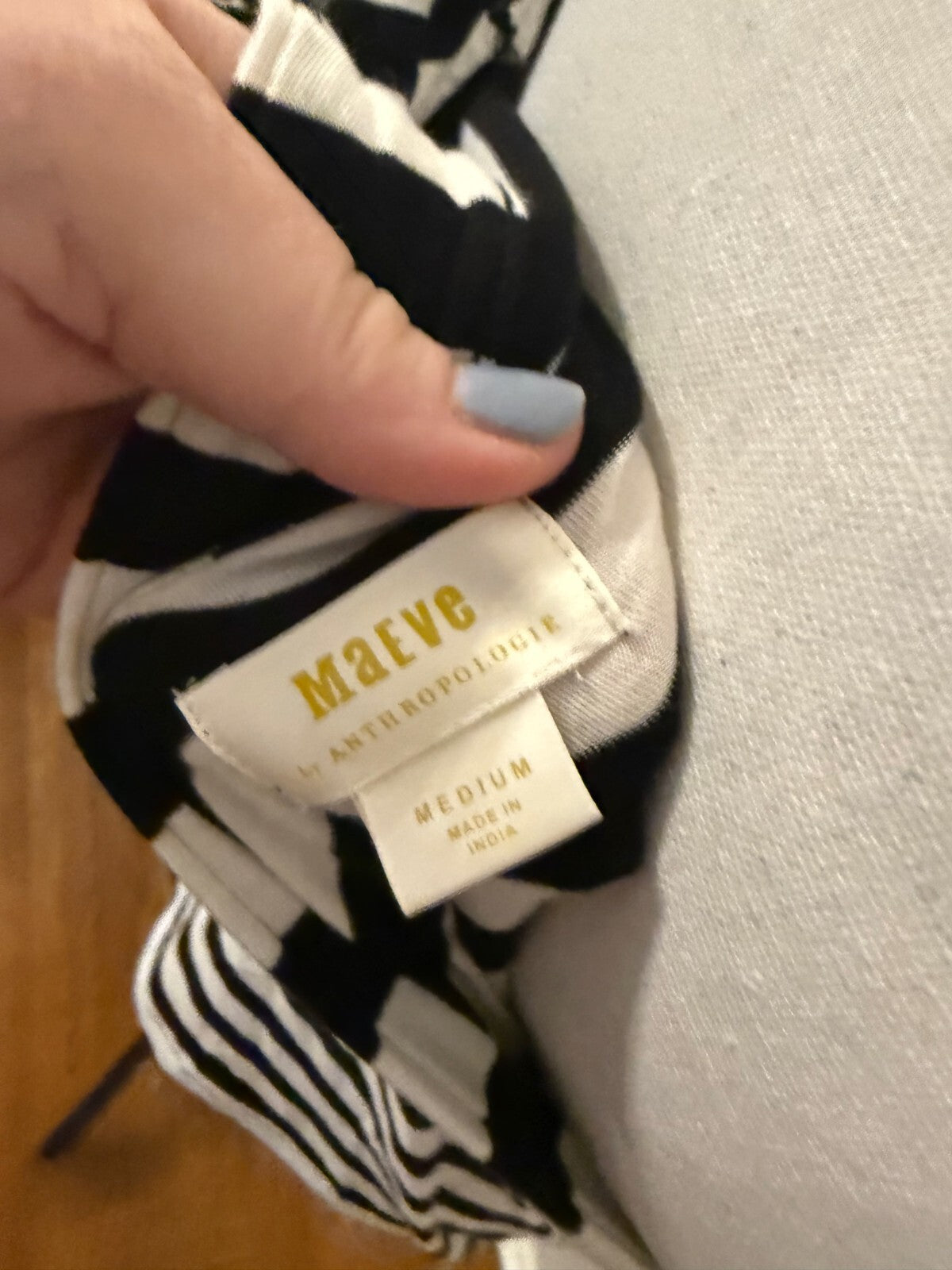 SOLD Maeve Anthropologie Black White Stripe One Shoulder Bow Tie T-Shirt Top Medium M