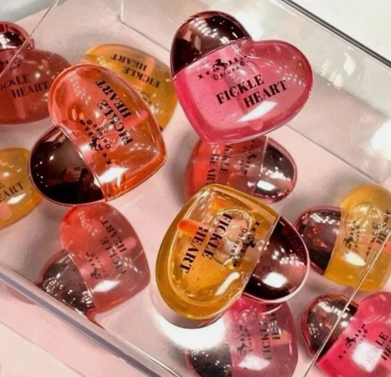 Italia Deluxe Fickle Heart 3-Piece Lip Oil Set - Color Changing to skin pH Level