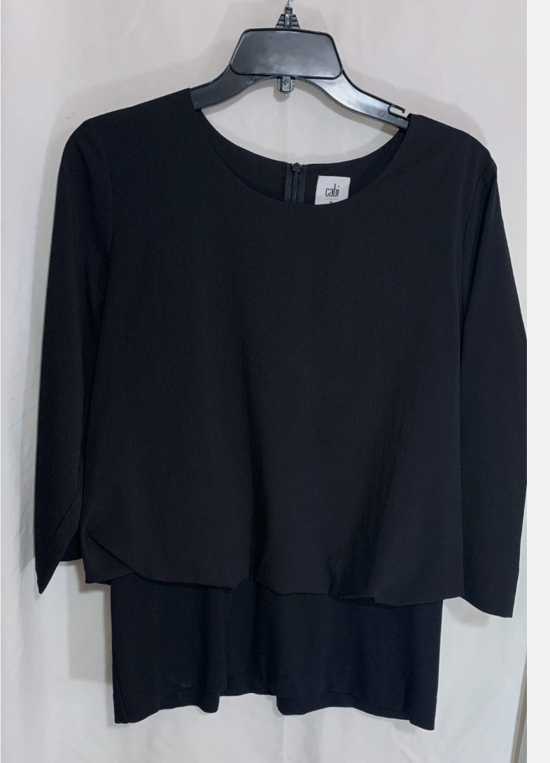 Cabi Indulgence black peplum style top size Medium #5205 NWOT