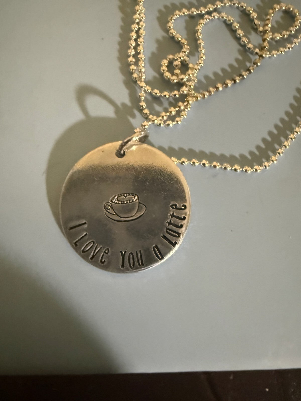 Silver I love you a latte necklace - BRAND NEW