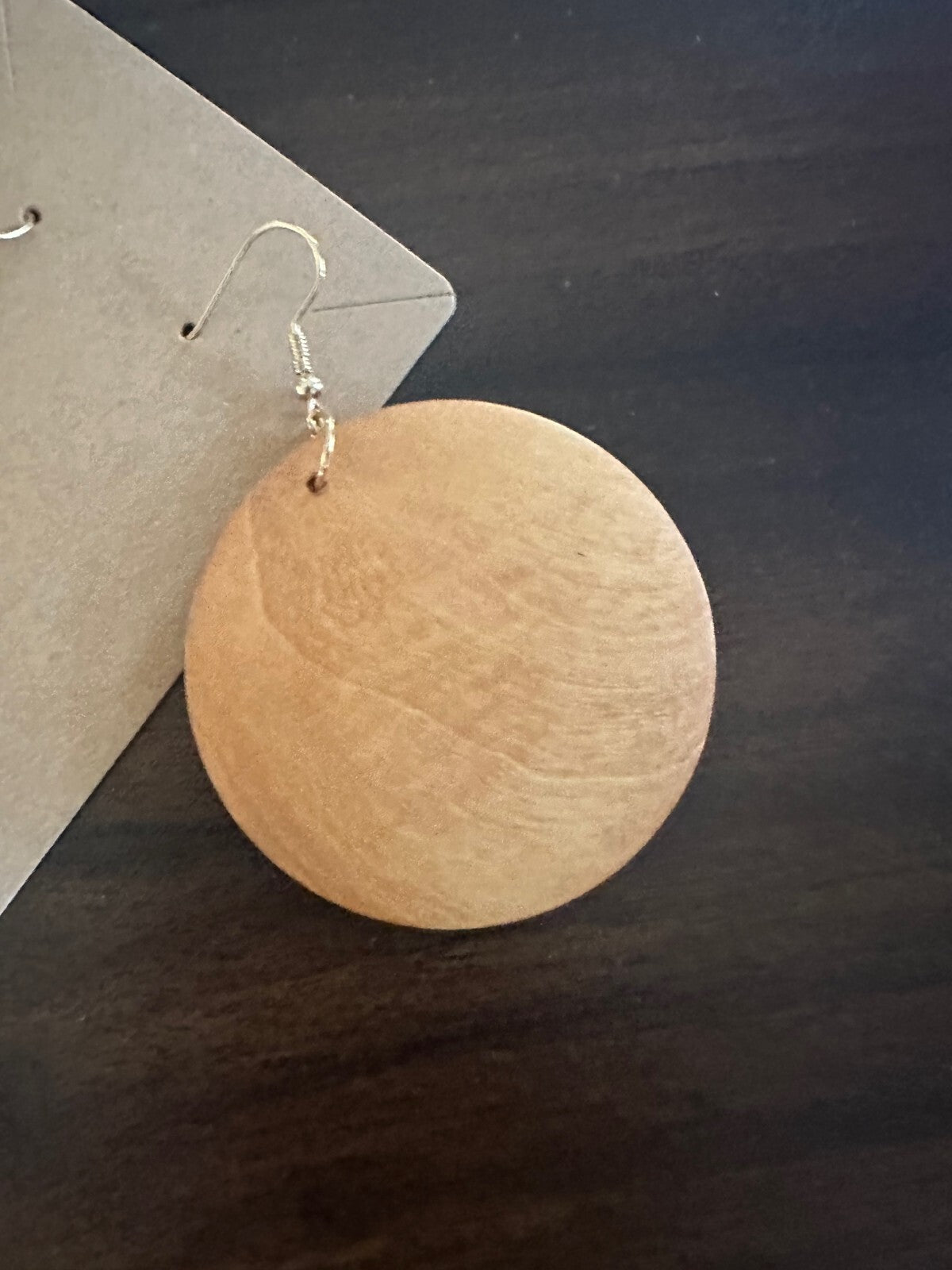 Simple Square and Circle  Wooden Earrings -DARK BROWN  + Light Wood (2 for 1)