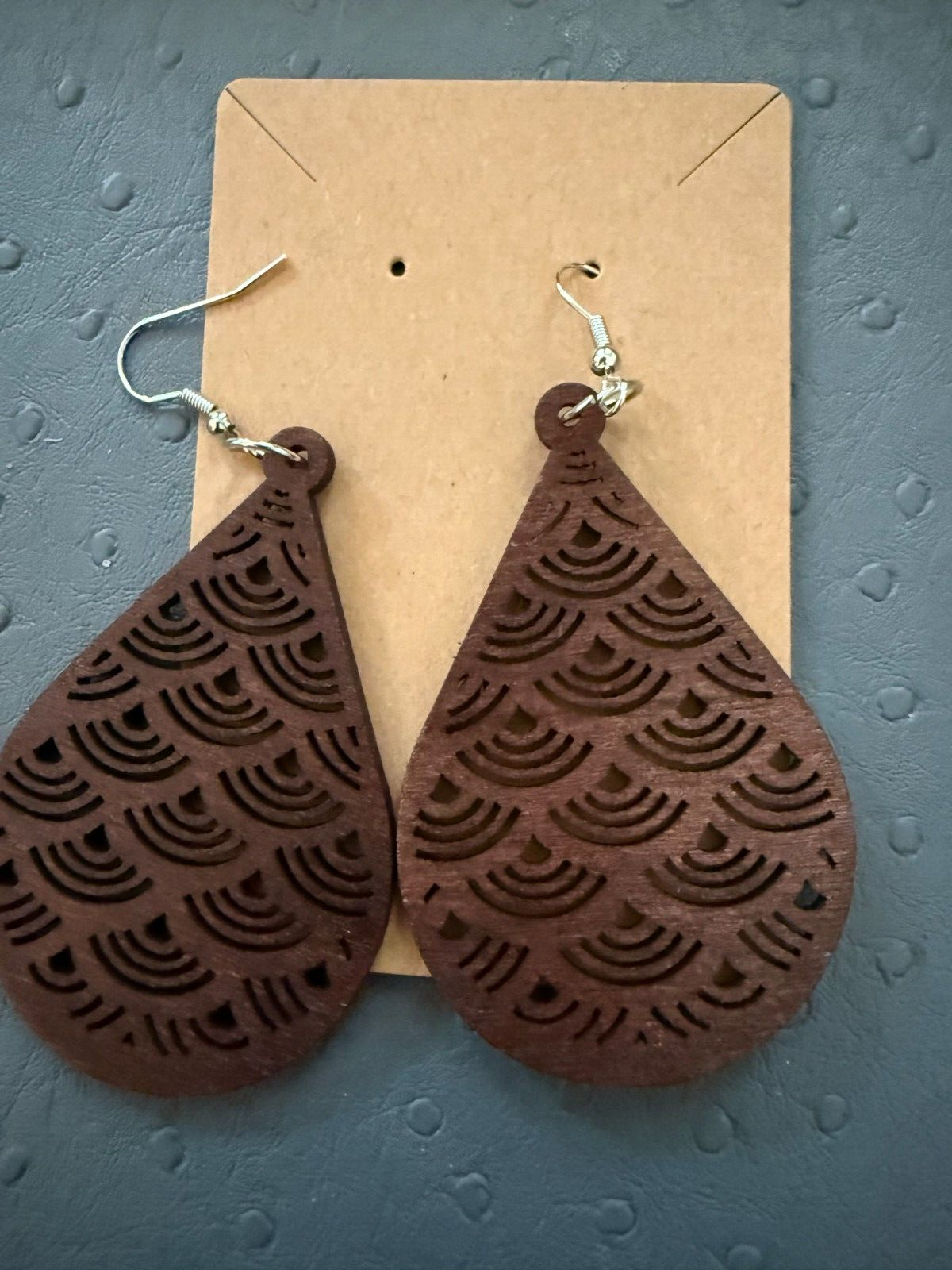 Wooden Die-Cut Brown  Trendy Earrings