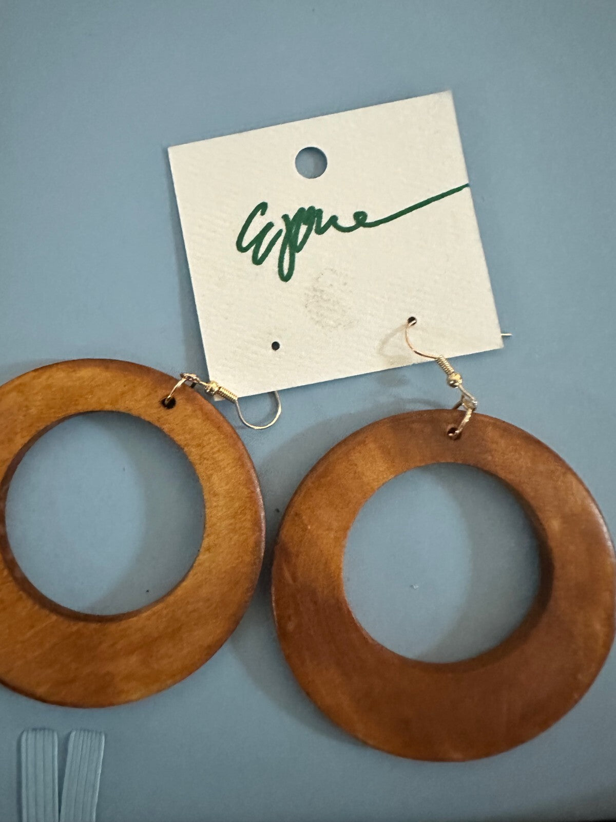 Wooden Earrings Circular Cut Out - Light Brown