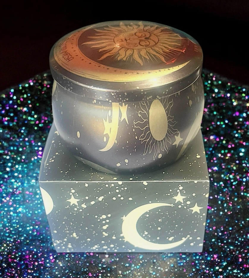 Costa Mesa 100% Soy Candle In Midnight Ember with Amethyst Stones