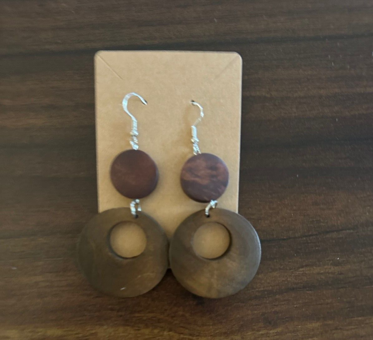 Simple Double Circle Wooden Jewelry Trendy Earrings