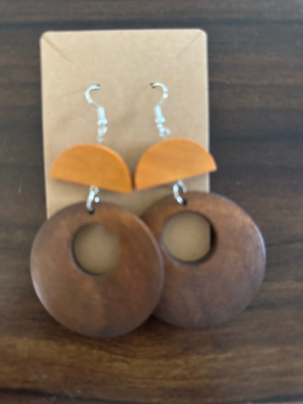Wooden Earrings with 2 colors Earring Set - Yellow + Brown