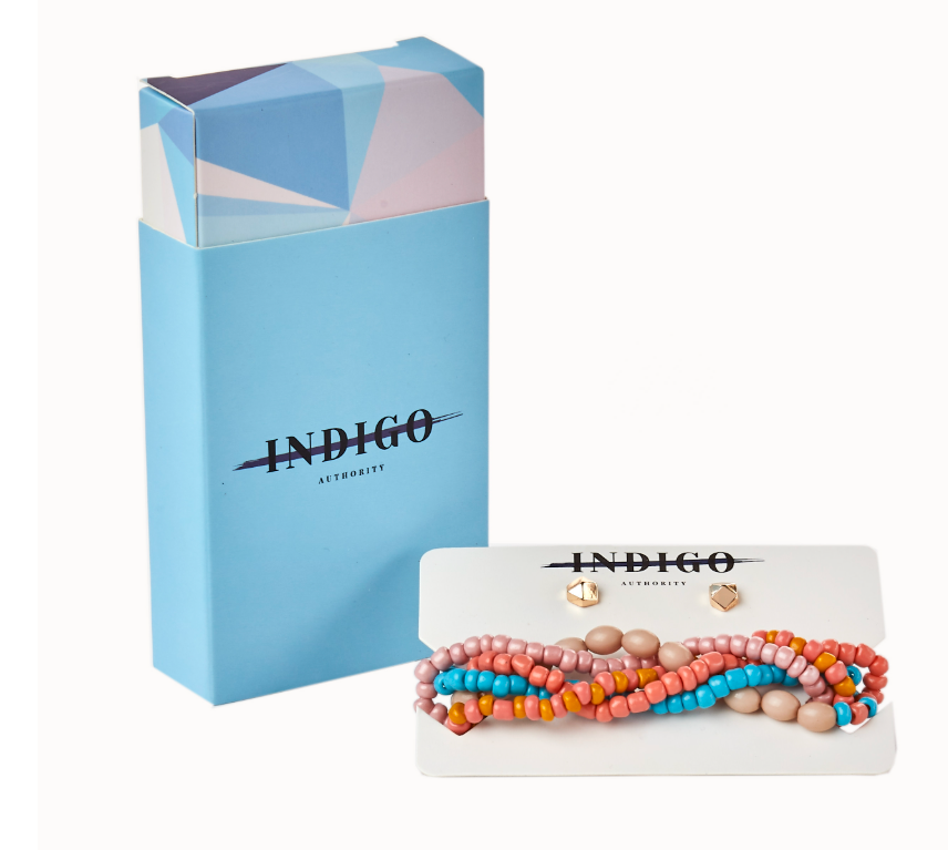 Indigo Authority Monarch Pastel Bracelet + Earring Set NEW