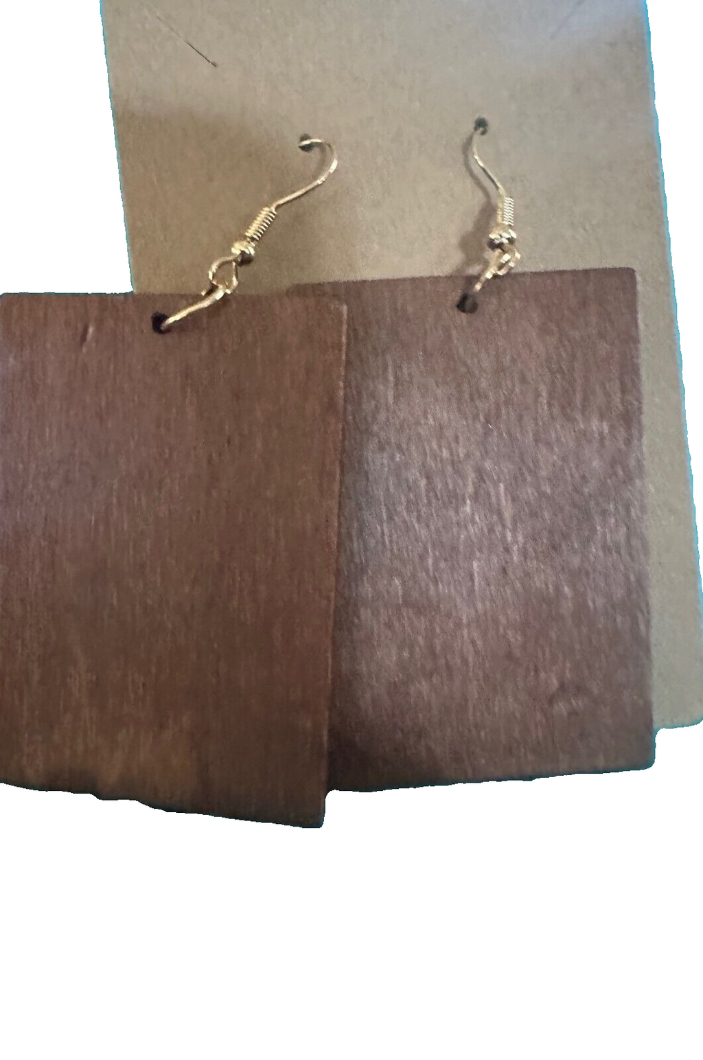 Simple Square and Circle  Wooden Earrings -DARK BROWN  + Light Wood (2 for 1)