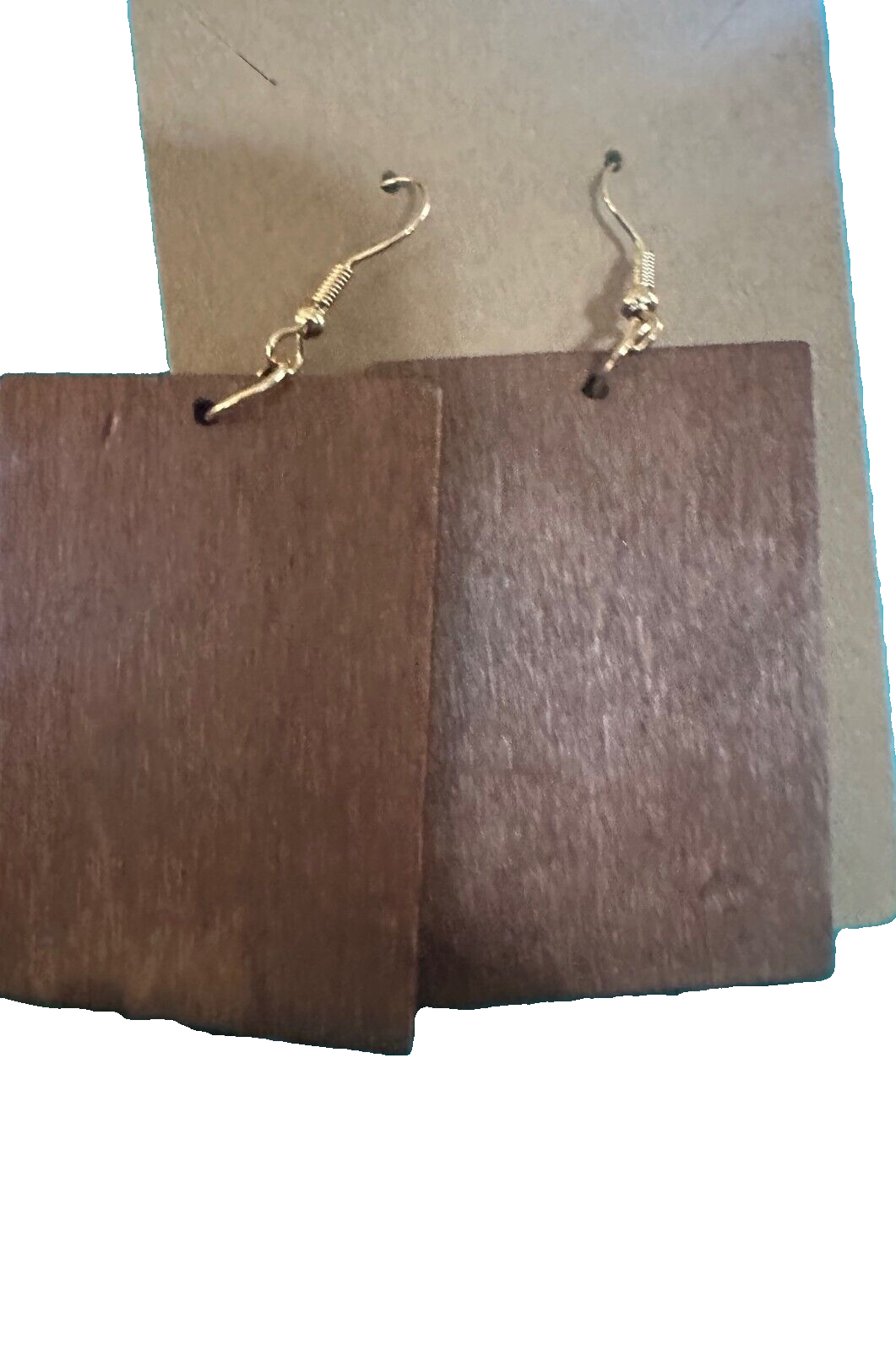 Simple Square and Circle  Wooden Earrings -DARK BROWN  + Light Wood (2 for 1)