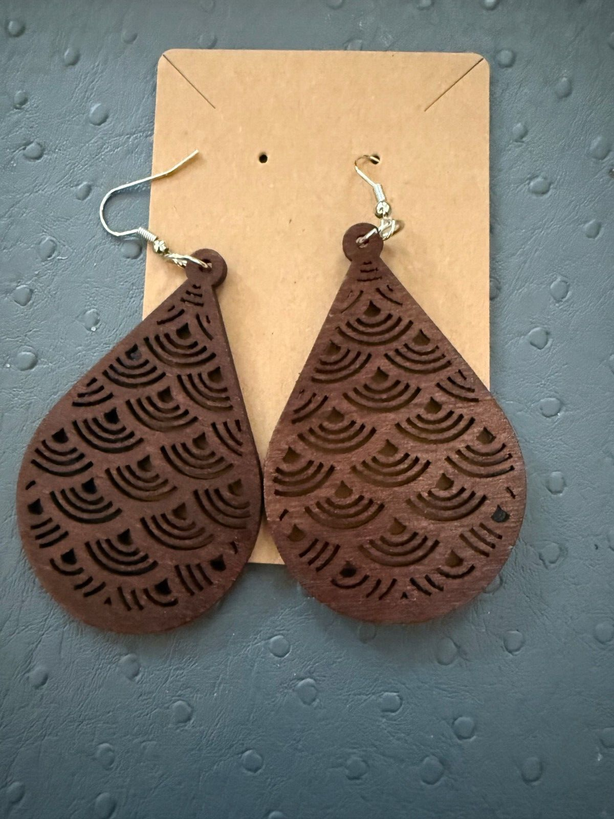 Wooden Die-Cut Brown  Trendy Earrings