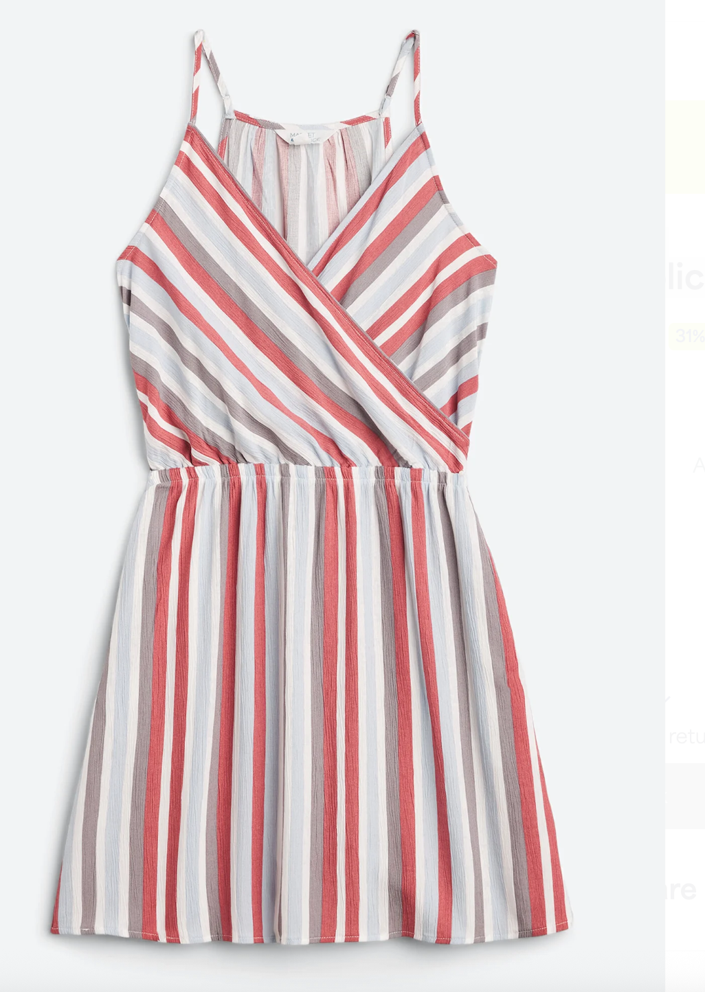 New MARKET & SPRUCE Womens Size M Dress Liliana Stripe Surplice A-Line Sun