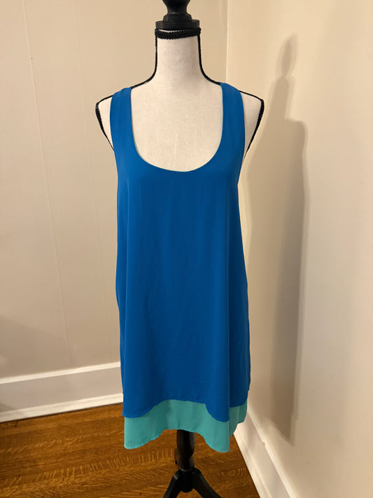 Share Everly Women's Blue & Green A-line Shift Dress V-neck Size M