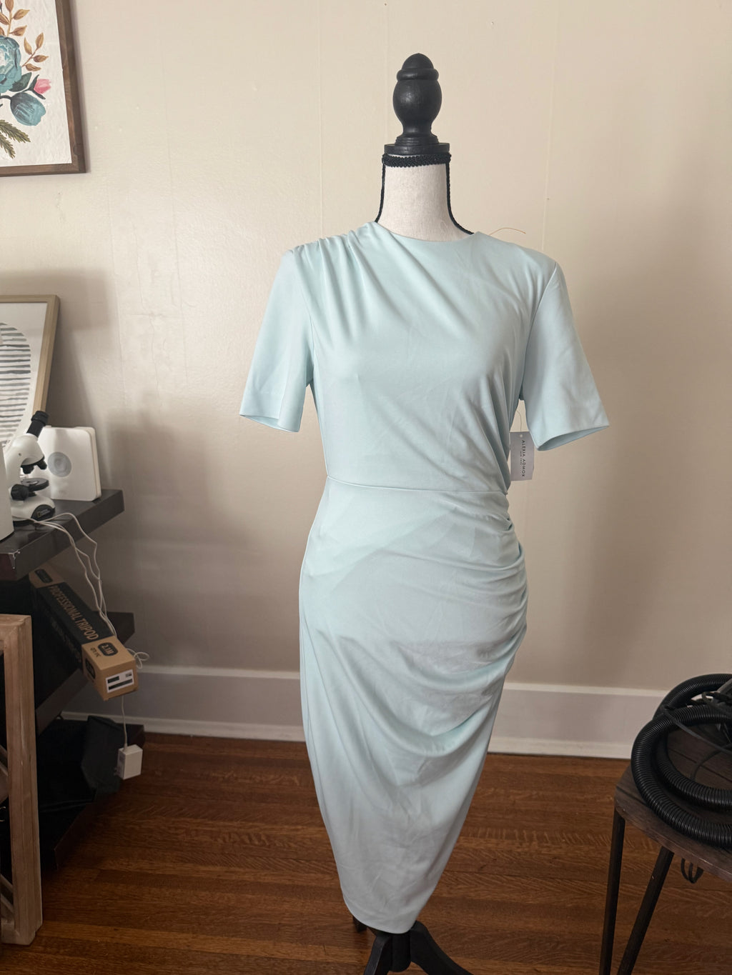 Alexia Admor midi dress fitted zipper back, size small NWT Halogen Blue