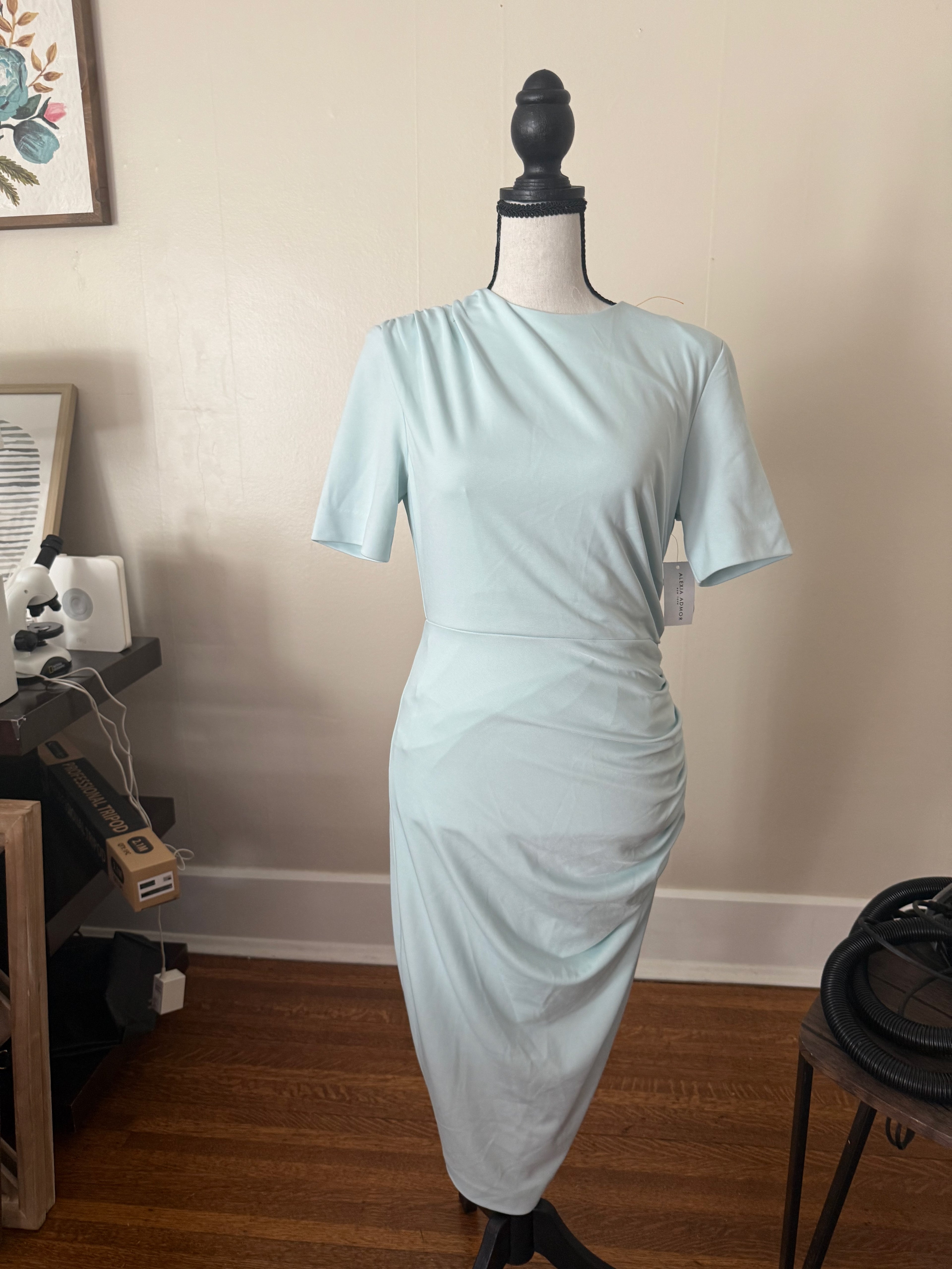 Alexia Admor midi dress fitted zipper back, size small NWT Halogen Blue