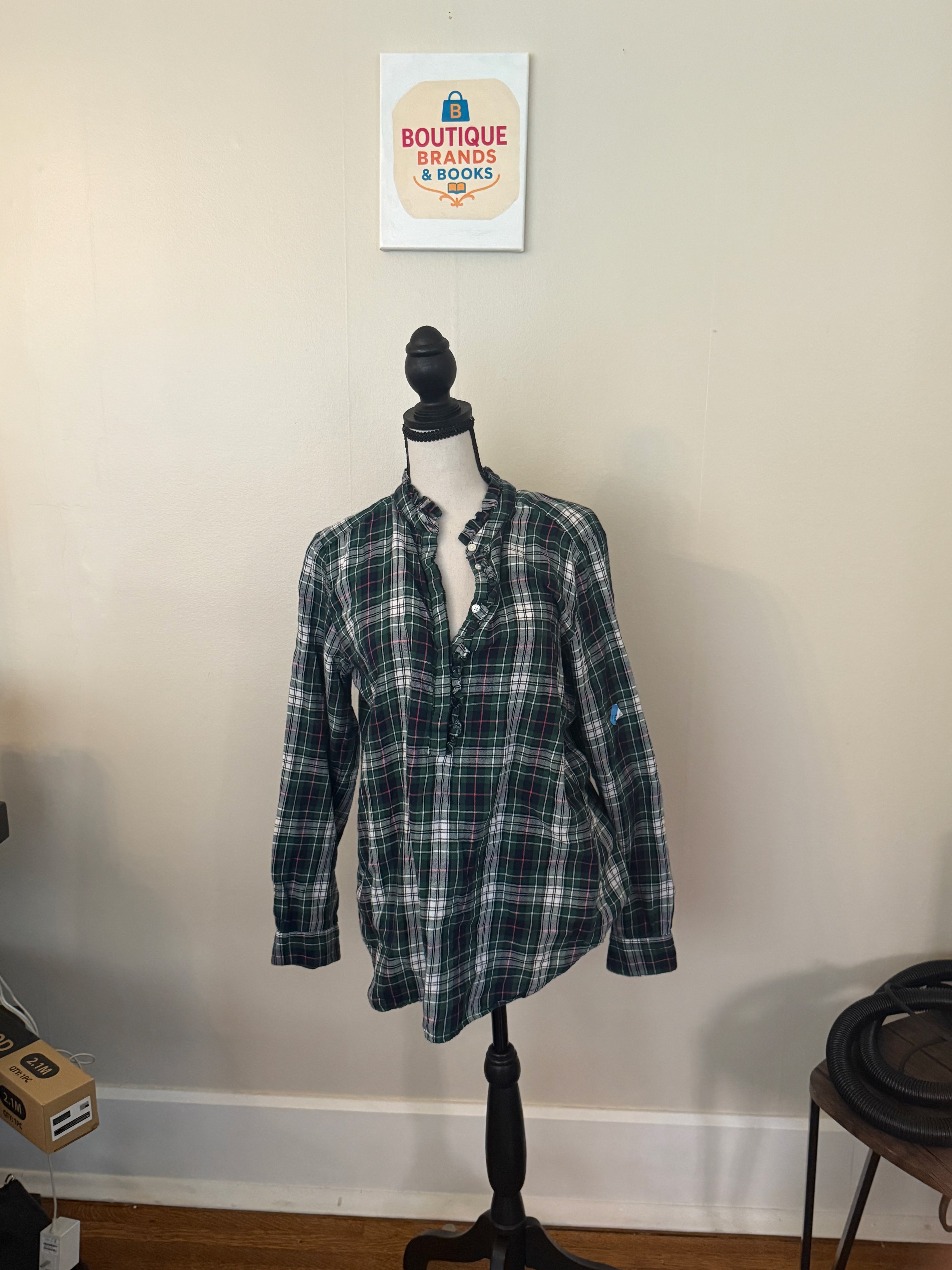 Ann Taylor Loft Flannel Plaid Button Down Size M