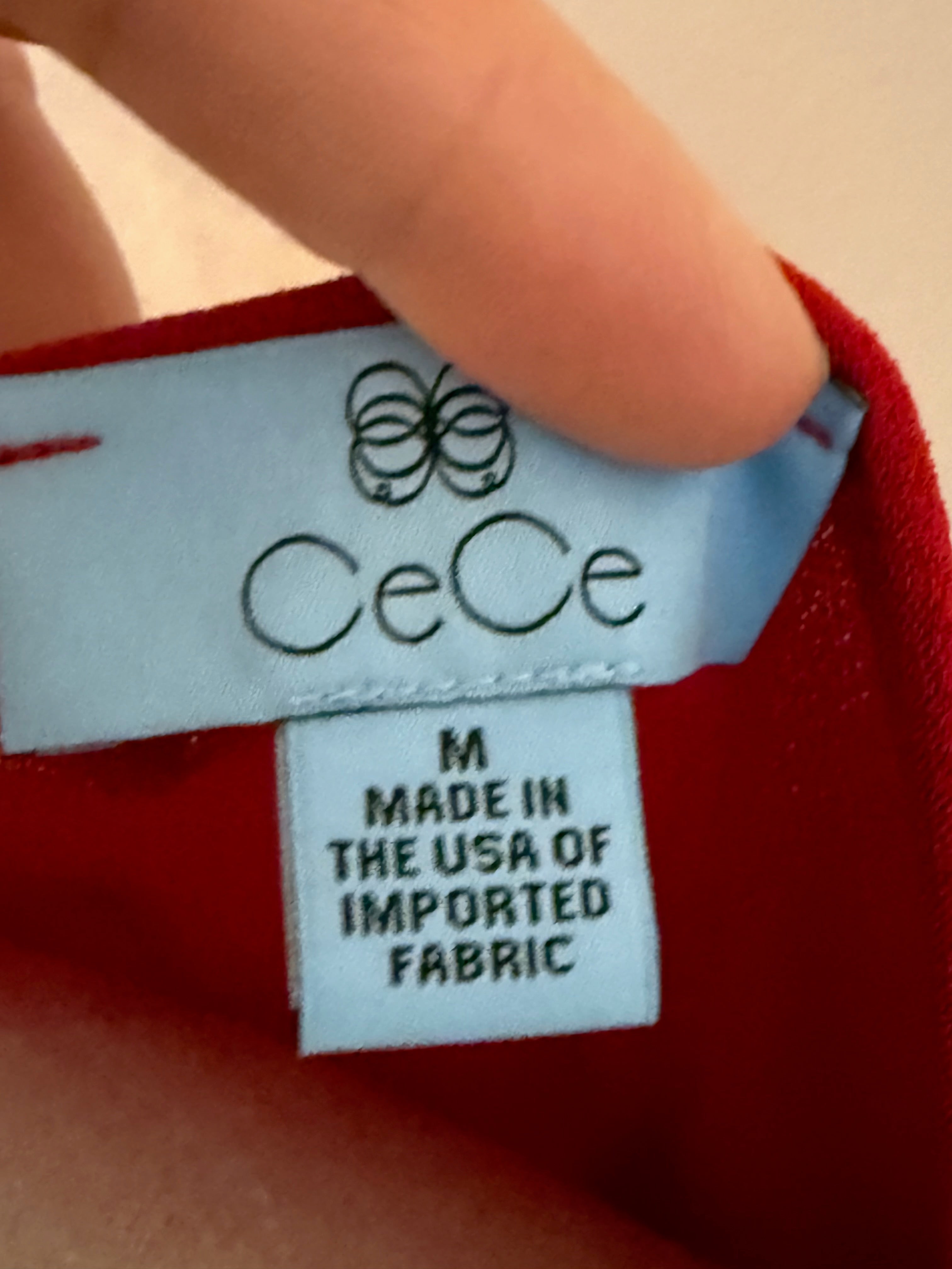 CeCe Red Shirt  Ruffle Sleeves Size Medium NWT