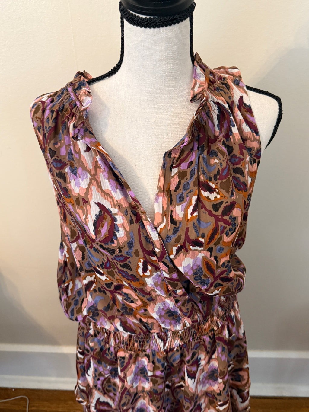 Evereve Dress Tiered Dress - BROWN with Purple and other colors NEW