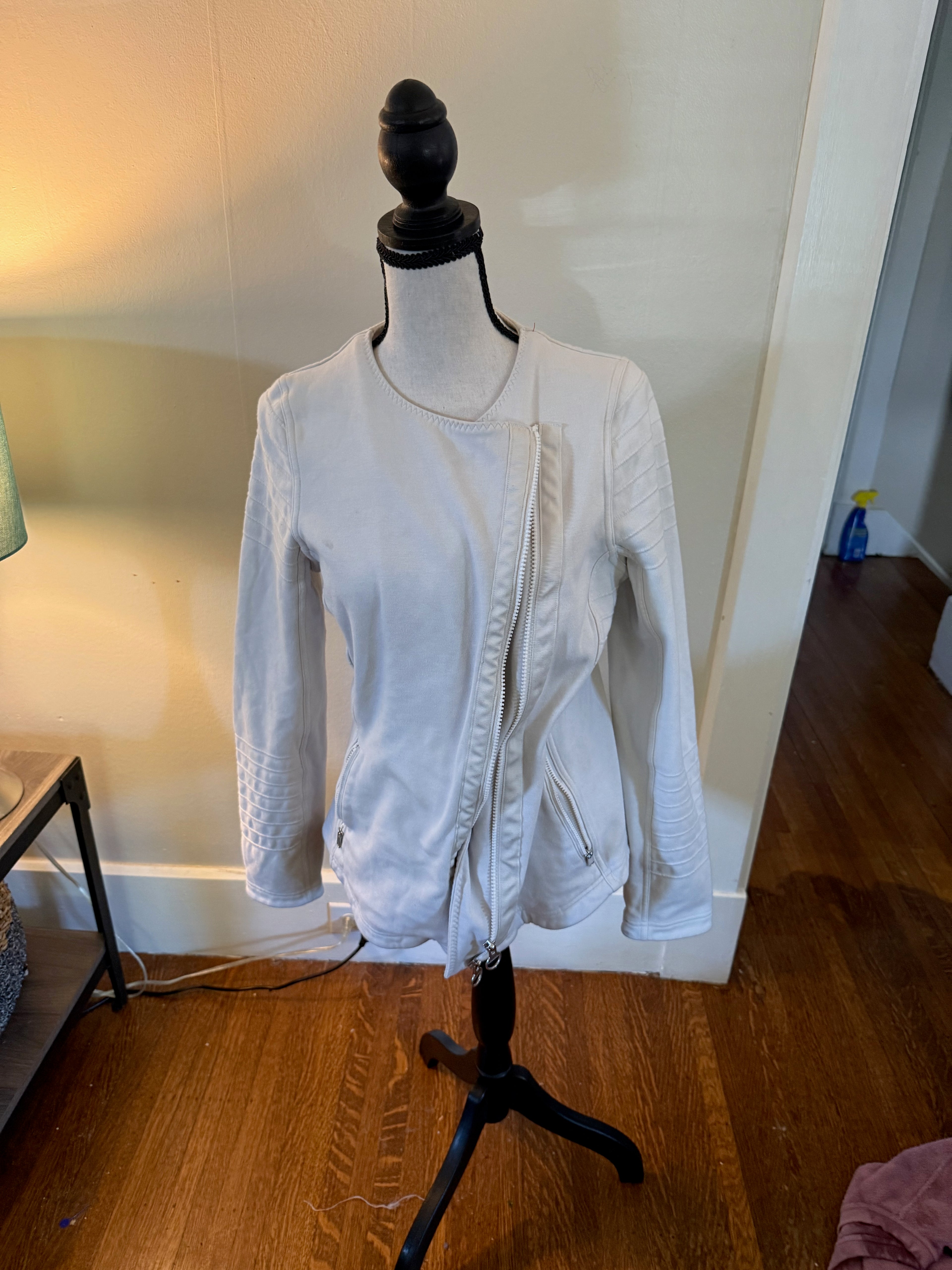 Athleta Jacket Women's S Cream Fleece Full Zip Pockets Size M