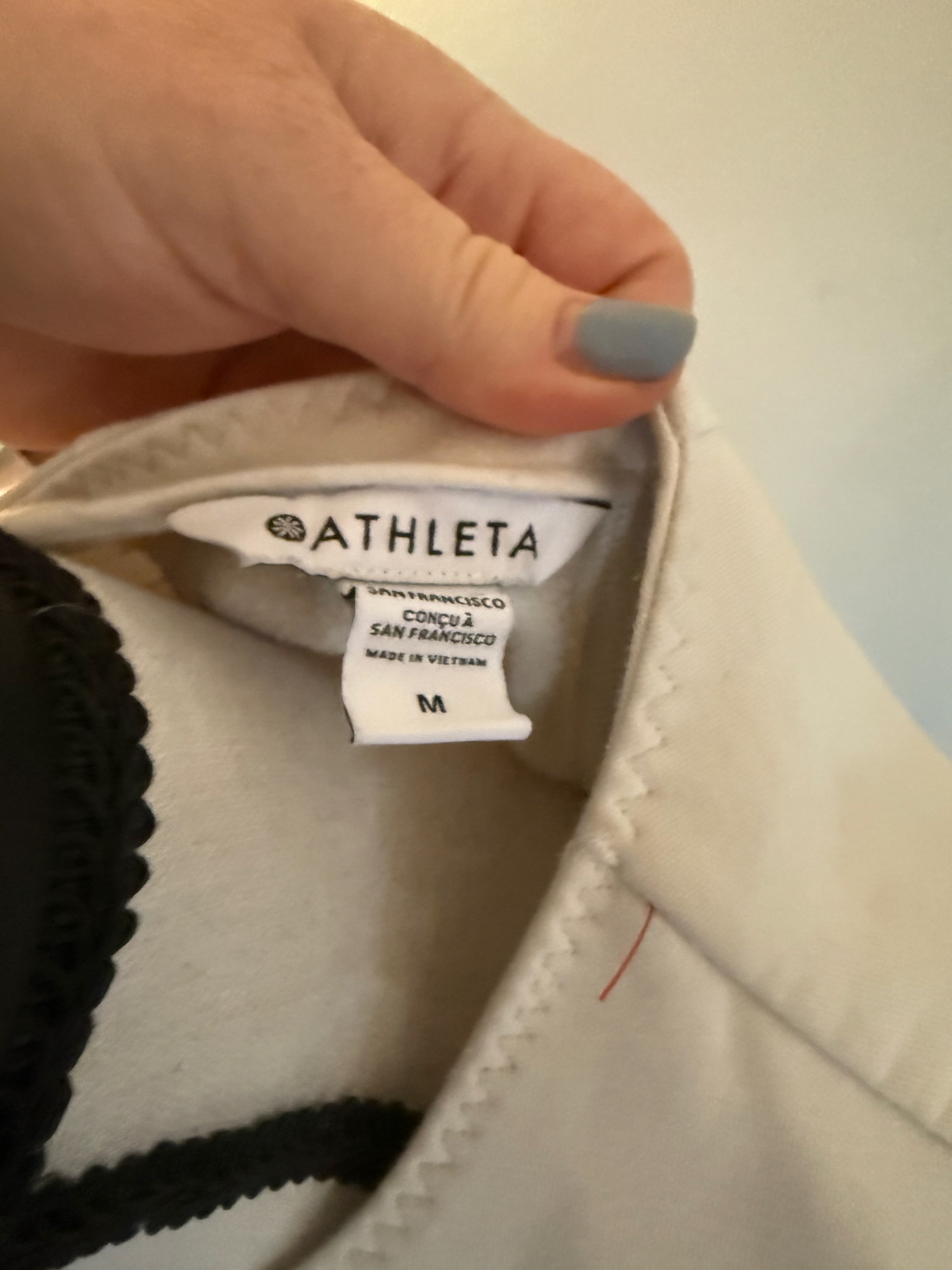 Athleta Jacket Women's S Cream Fleece Full Zip Pockets Size M