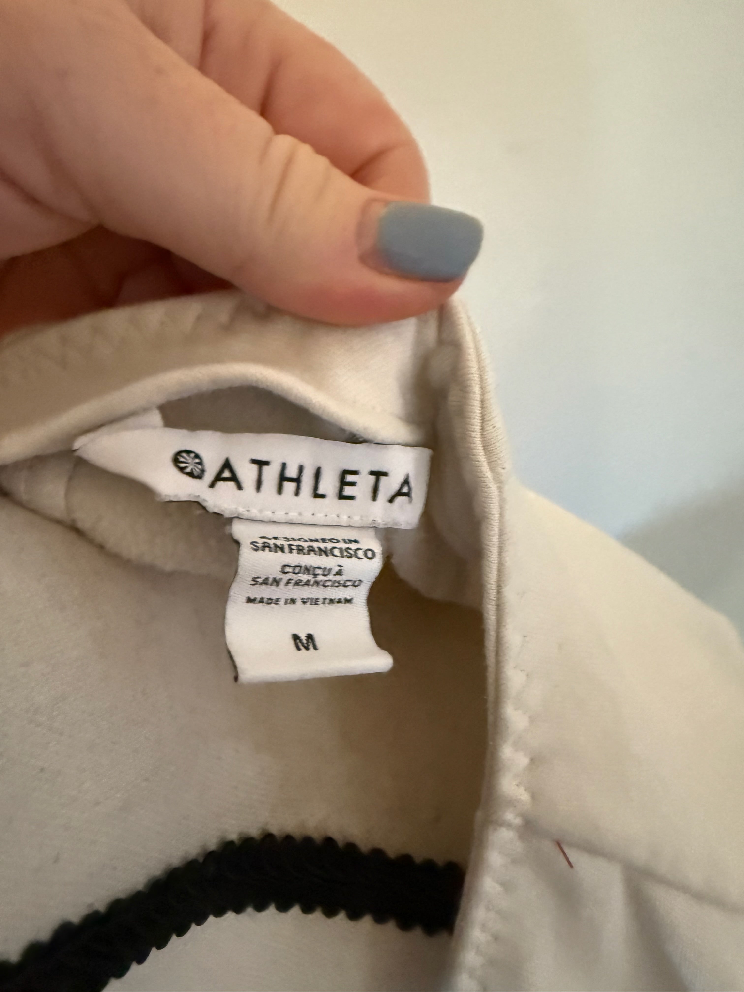 Athleta Jacket Women's S Cream Fleece Full Zip Pockets Size M