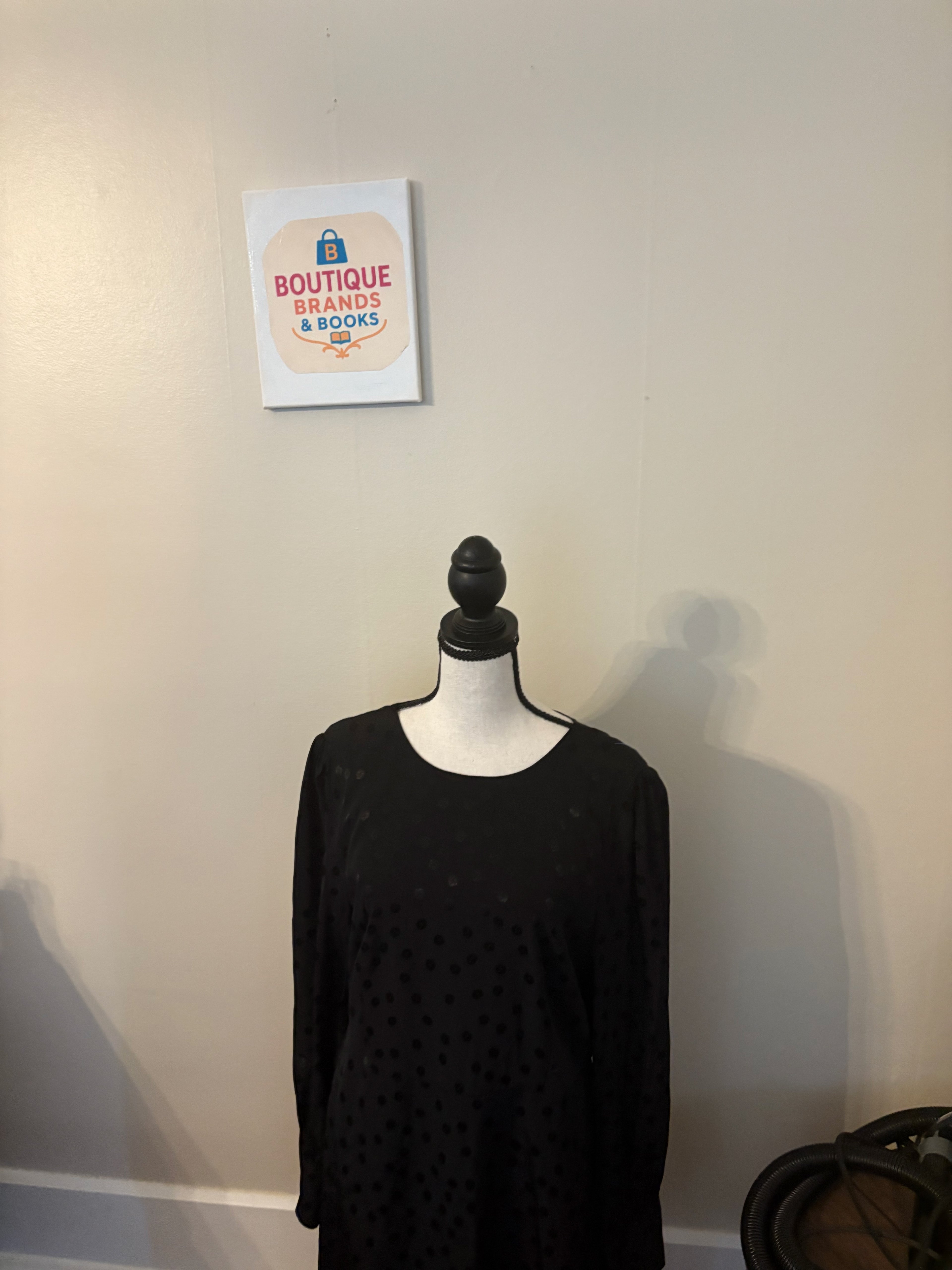 J. Crew Dress in Black Dot Long-sleeve - Size 10
