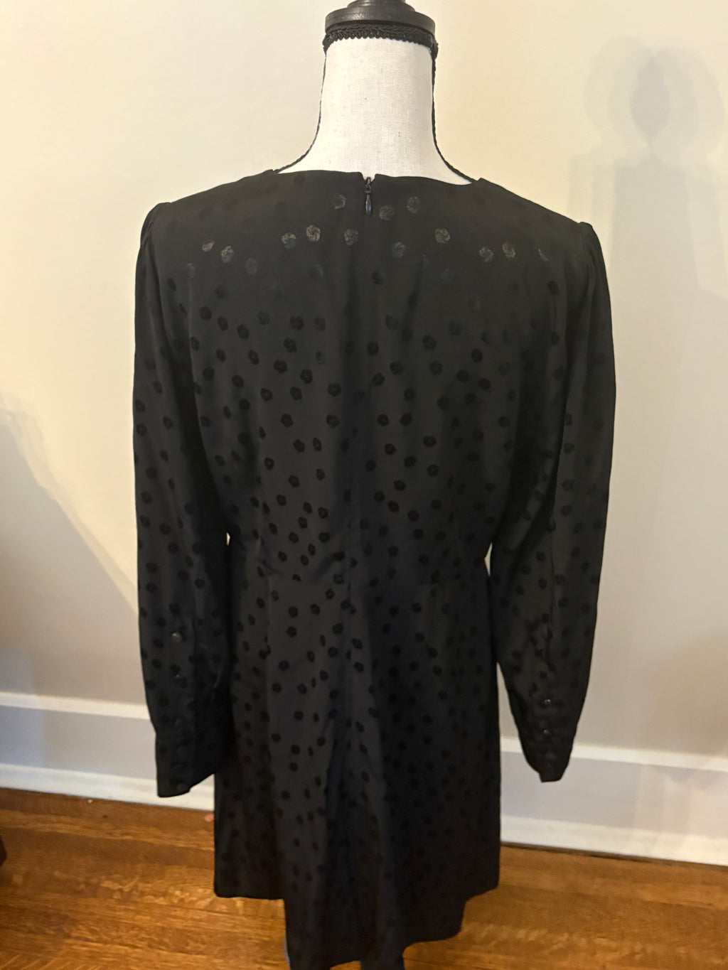 J. Crew Dress in Black Dot Long-sleeve - Size 10