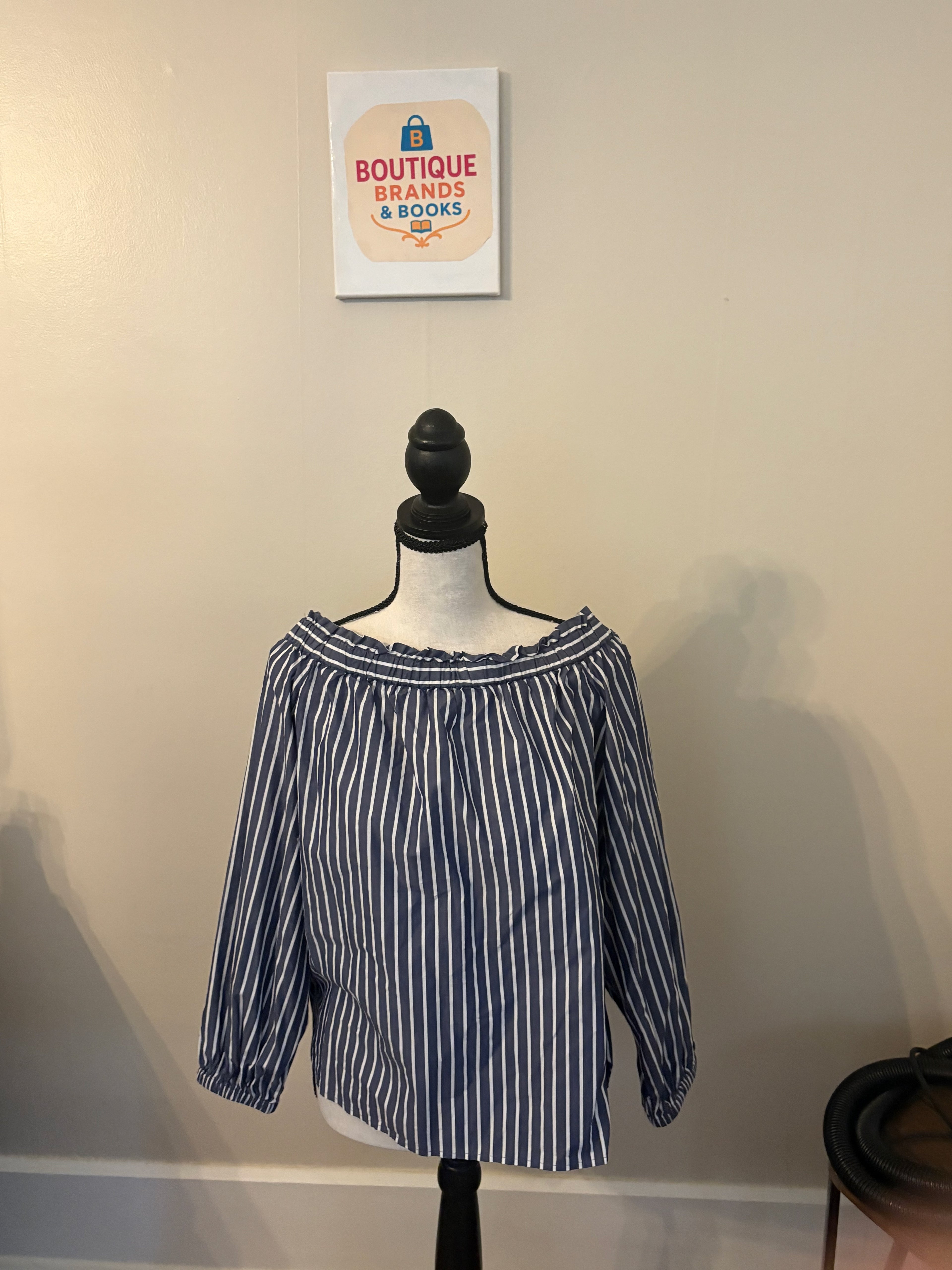 J.Crew Tops Women Size 10 Stripe Off Shoulder Puff Sleeve NWT