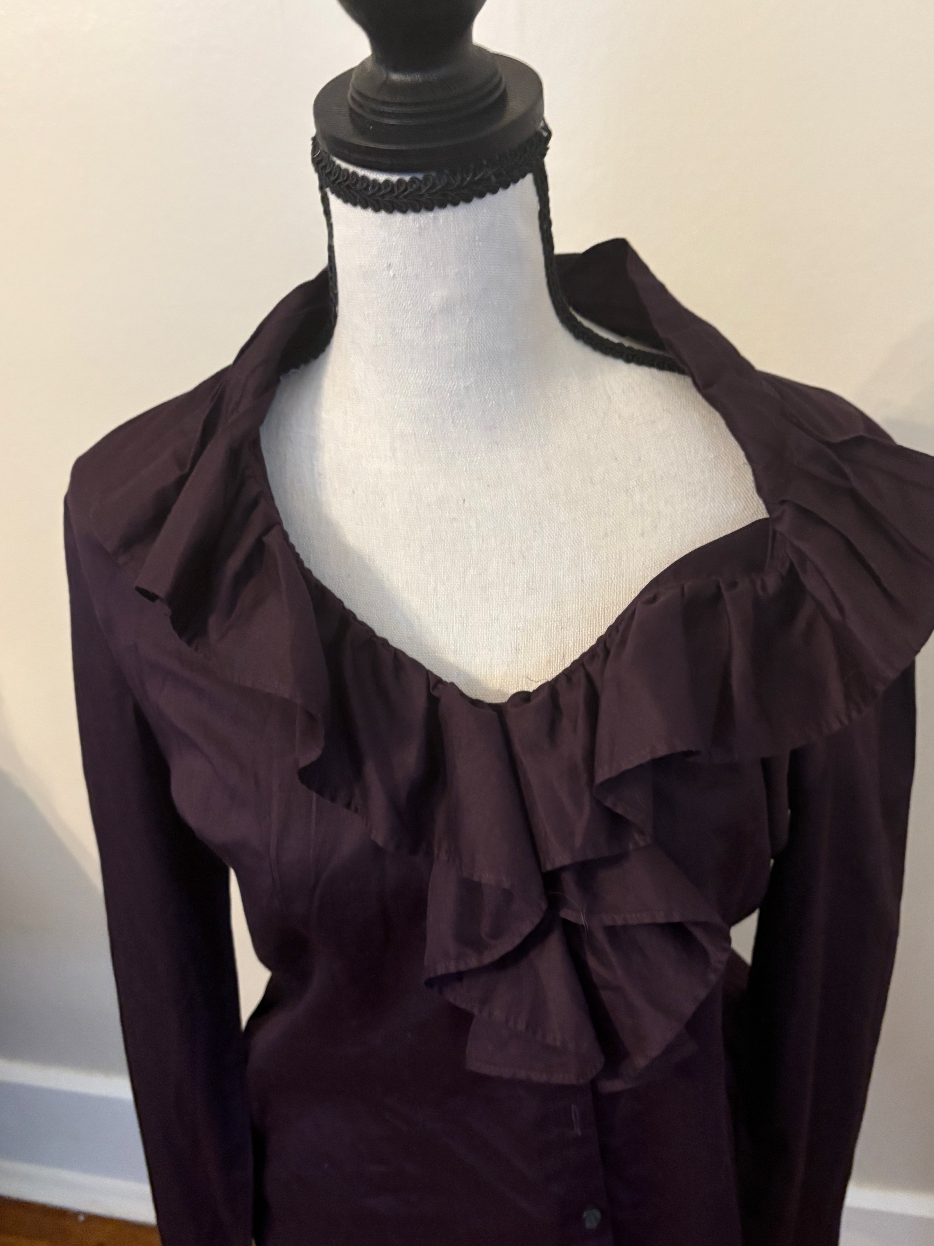 Ann Taylor Loft purple ruffle v-neck Size 10